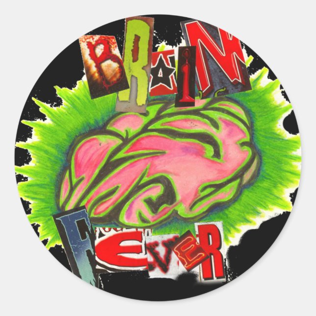 Brain fever logo classic round sticker (Front)