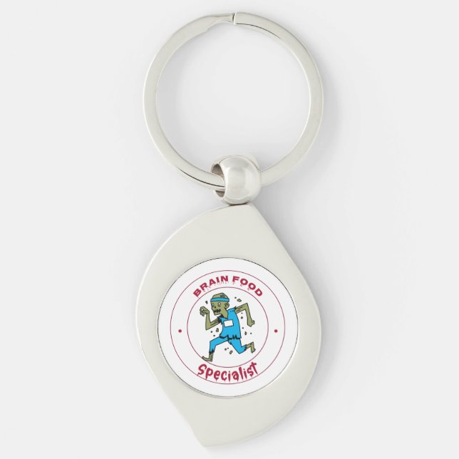 Brain Food Specialist zombie brain Key Ring (Front)