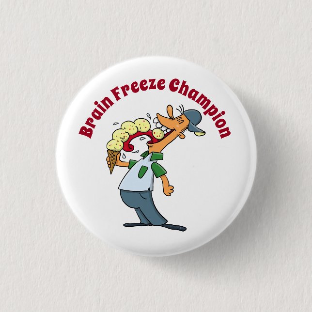 Brain Freeze Champion Ice Cream Funny Cartoon 3 Cm Round Badge (Front)