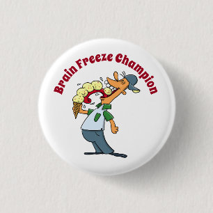 Brain Freeze Champion Ice Cream Funny Cartoon 3 Cm Round Badge