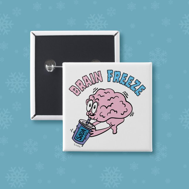 Brain Freeze Funny Cartoon 15 Cm Square Badge (Creator Uploaded)
