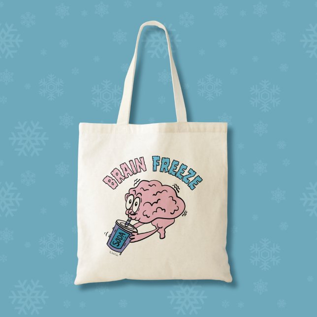 Brain Freeze Funny Cartoon Tote Bag (Creator Uploaded)