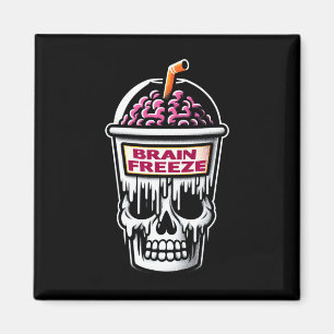 Brain Freeze Skull Spooky Halloween Drink Design Magnet