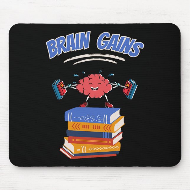 Brain Gains Reading Teacher Book Lover Back To Sch Mouse Pad (Front)