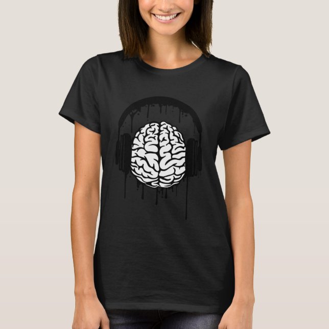 Brain Headphones T-Shirt (Front)