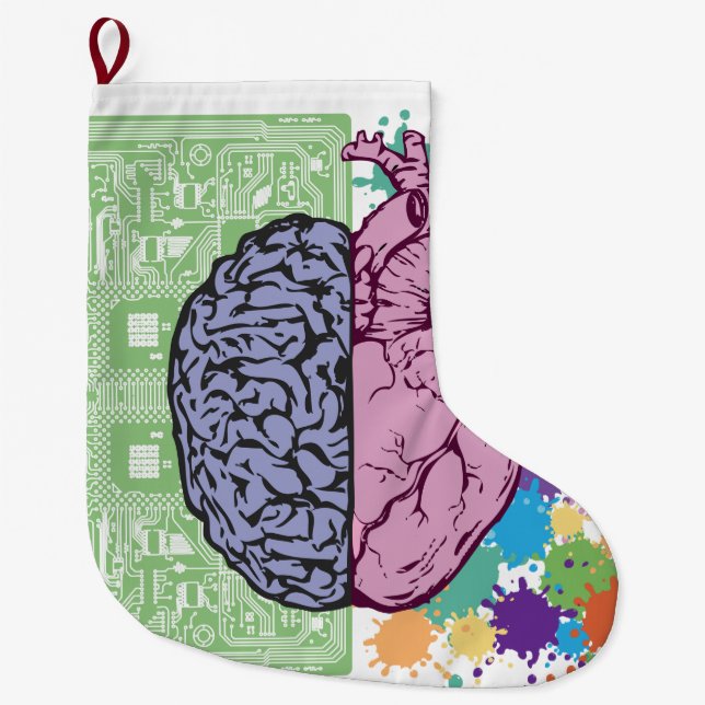 Brain heart balance emotion large christmas stocking (Front)