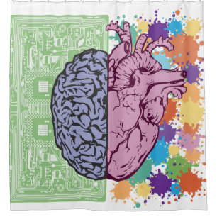 Brain heart balance emotion shower curtain