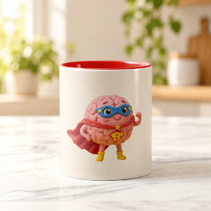 Brain Hero Cute Superhero Mascot Mug