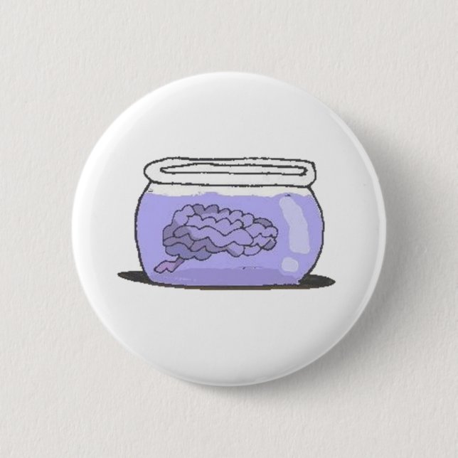 brain in fishbowl 6 cm round badge (Front)