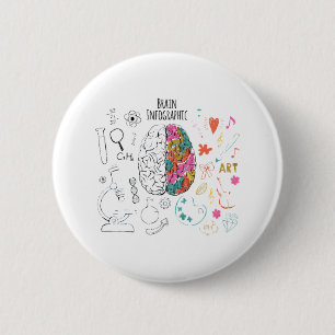 Brain Infographic 6 Cm Round Badge