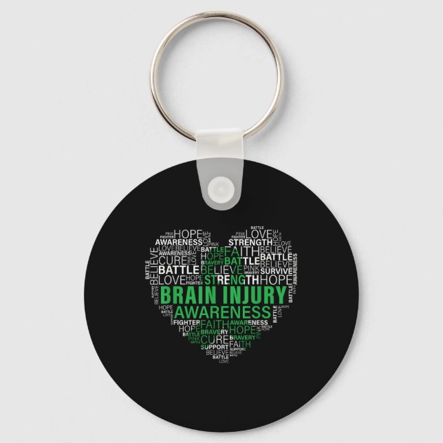 Brain Injury Awareness Fighting Hope Support Stron Key Ring (Front)