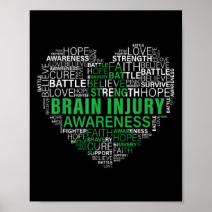Brain Injury Awareness Fighting Hope Support Stron Poster