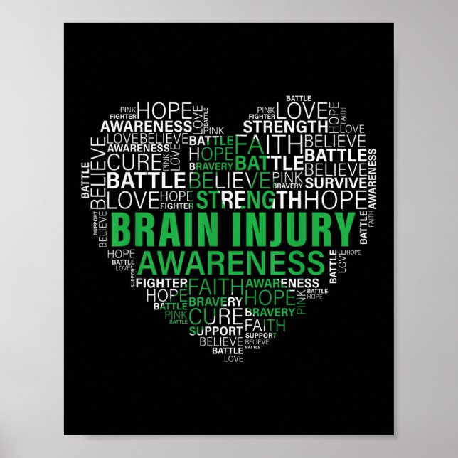 Brain Injury Awareness Fighting Hope Support Stron Poster (Front)