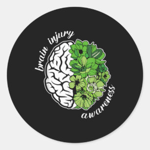 Brain Injury Awareness Mental Health Awareness Min Classic Round Sticker