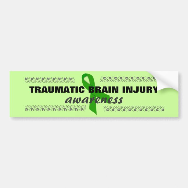 Brain Injury Green Ribbon Bumper Sticker (Front)