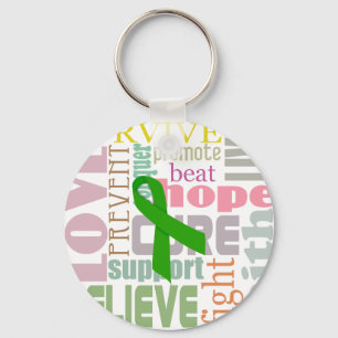 Brain Injury Green Ribbon Inspiration Keychain