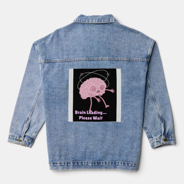 Brain Loading… Please Wait – Funny Comic Doodle Denim Jacket (Back)