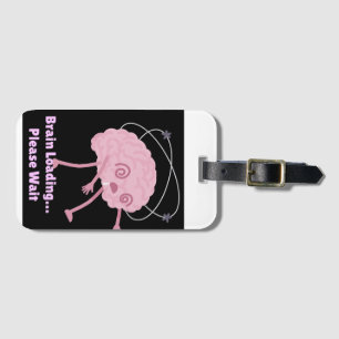 Brain Loading… Please Wait – Funny Comic Doodle Luggage Tag