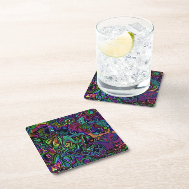 Brain Melt  Square Paper Coaster (Insitu)
