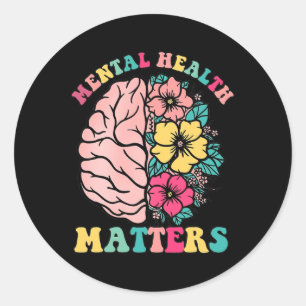 Brain Mental Health Problem Therapist Wildflower Classic Round Sticker