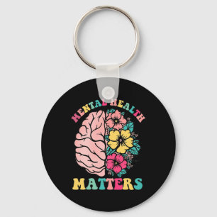 Brain Mental Health Problem Therapist Wildflower Key Ring