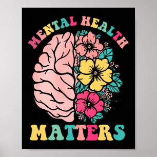 Brain Mental Health Problem Therapist Wildflower Poster