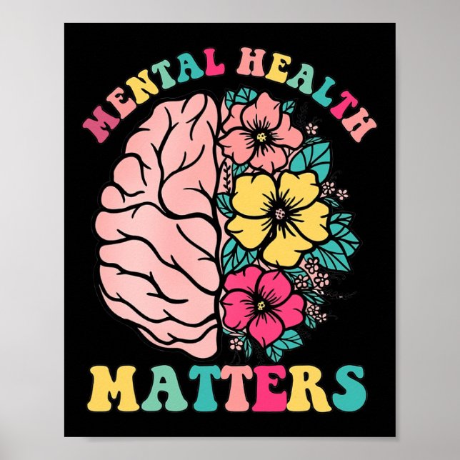 Brain Mental Health Problem Therapist Wildflower  Poster (Front)