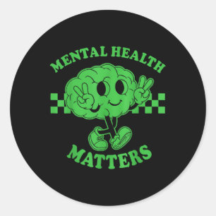 Brain Mental Health S Retro Mental Health Awarenes Classic Round Sticker