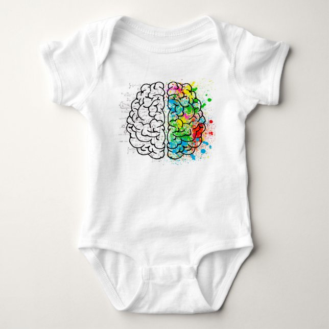 Brain mind psychology idea drawing baby bodysuit (Front)