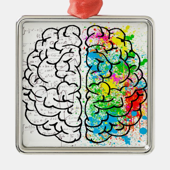 Brain mind psychology idea drawing metal ornament (Front)