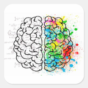 Brain mind psychology idea drawing square sticker
