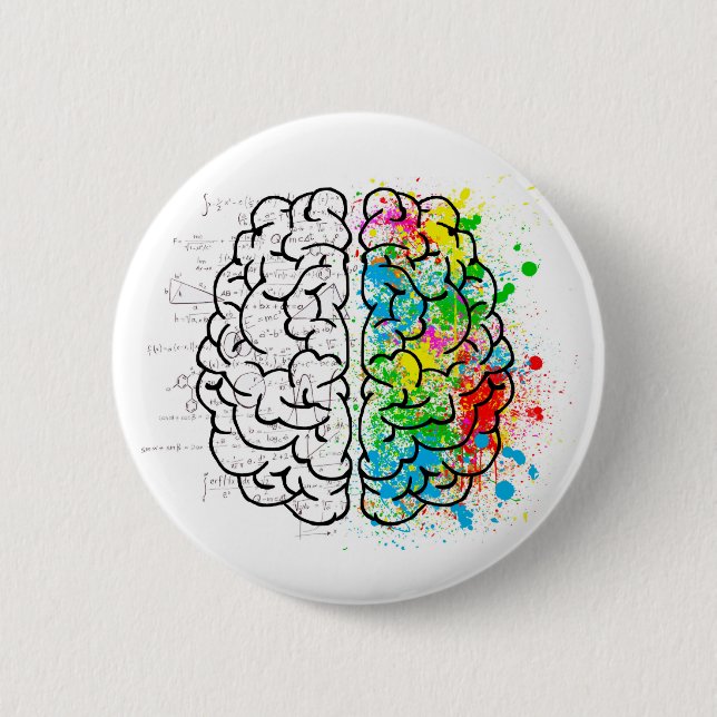 brain mind psychology idea hearts 6 cm round badge (Front)