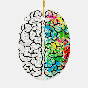 brain mind psychology idea hearts ceramic ornament
