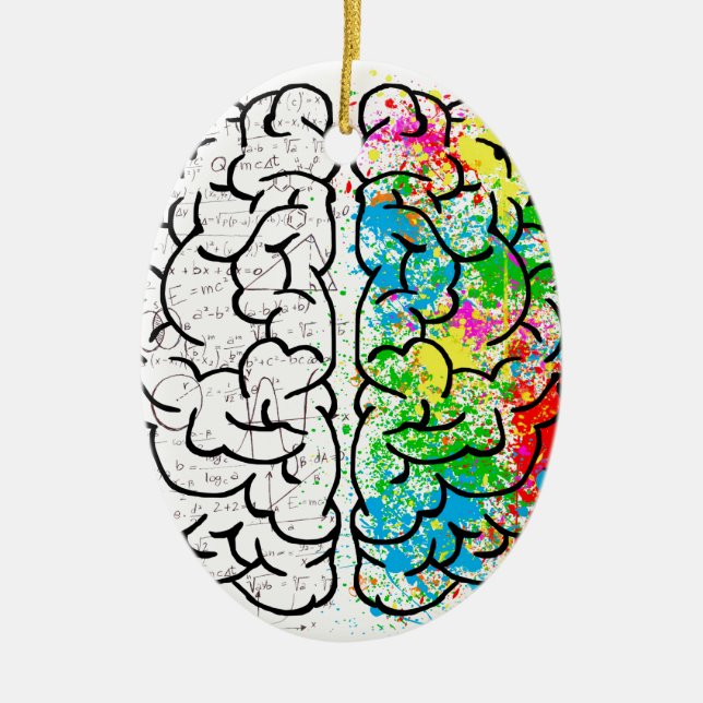 brain mind psychology idea hearts ceramic ornament (Front)