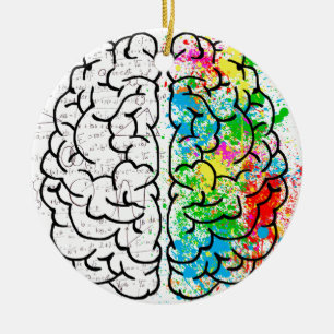 brain mind psychology idea hearts ceramic ornament