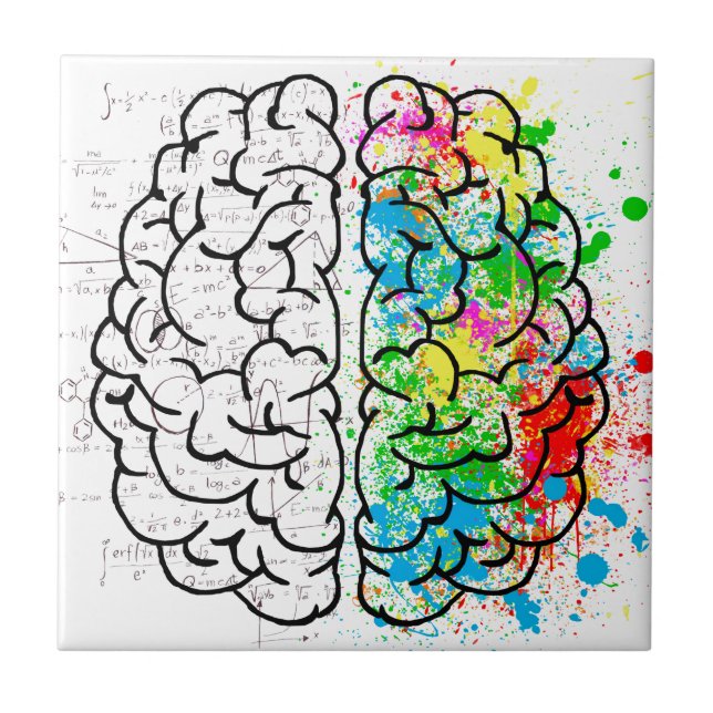 brain mind psychology idea hearts ceramic tile (Front)