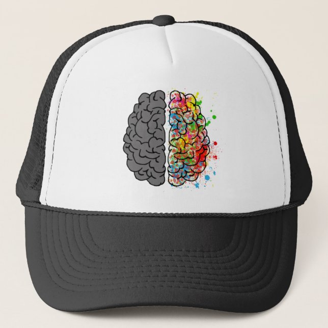 brain mind psychology idea hearts trucker hat (Front)
