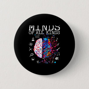 Brain Minds Of All Kinds Autism Awareness For Kids 6 Cm Round Badge