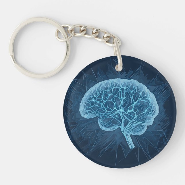 Brain Network Illustration - Neural Network Key Ring (Front)