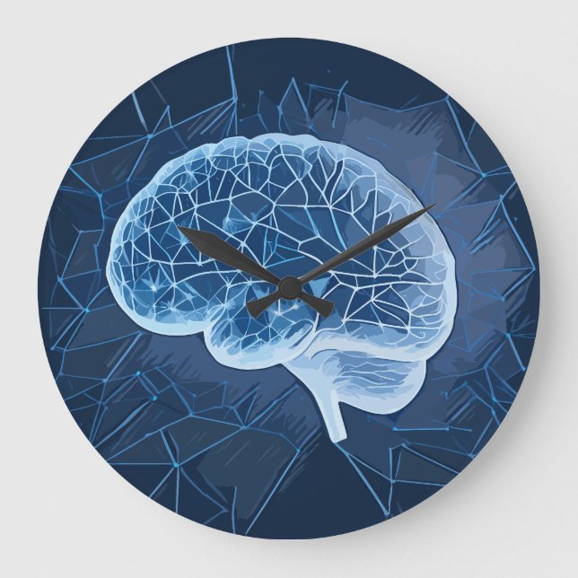 Brain Network Illustration - Neural Network Large Clock (Front)