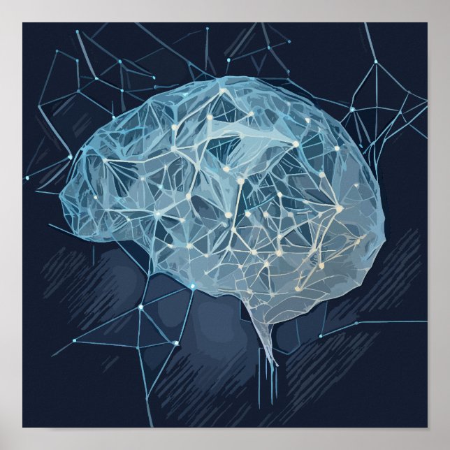 Brain Network Illustration - Neural Network Poster (Front)