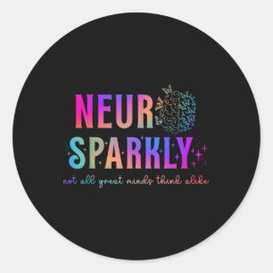 Brain Neuro Sparkly Neurodivergent Adhd Asd Autism Classic Round Sticker