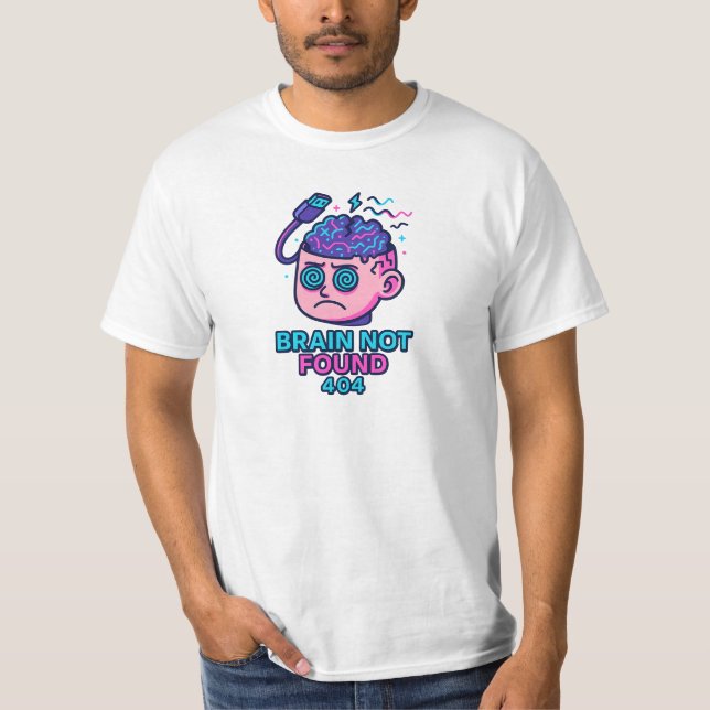 Brain Not Found – WiFi Error Head T-Shirt (Front)