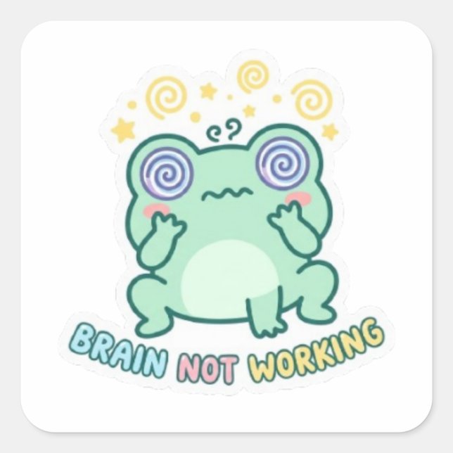 Brain Not Working Frog Sticker Cute Confused Frog  (Front)