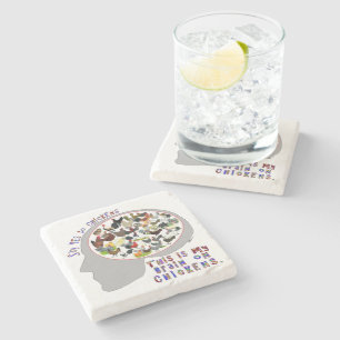 Brain On Chickens Stone Coaster
