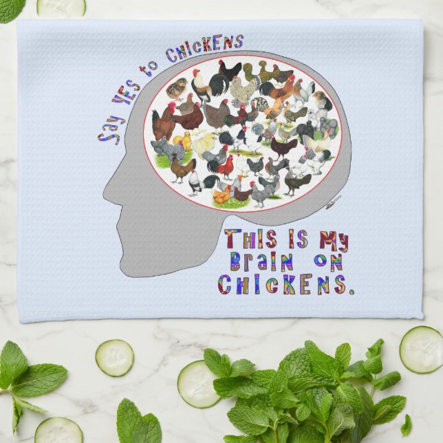 Brain On Chickens Tea Towel (Folded)