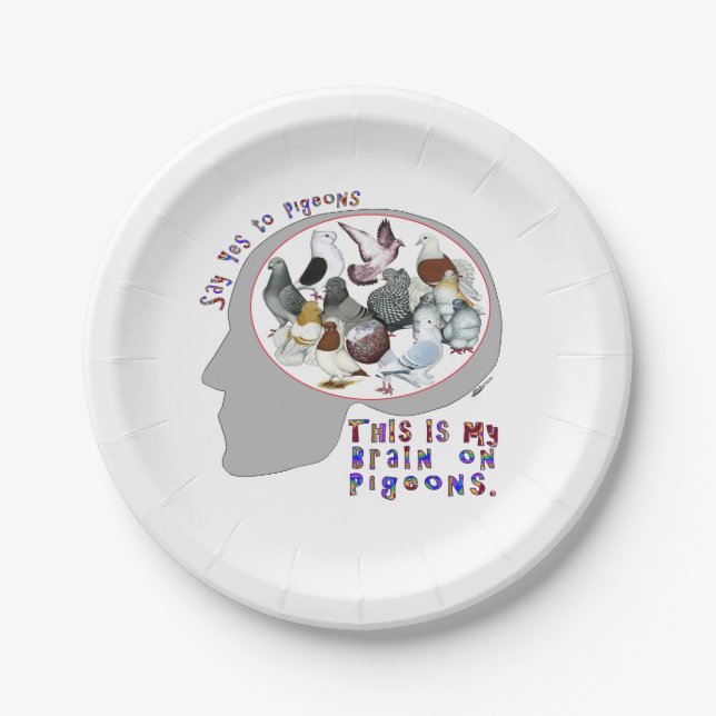 Brain On Pigeons Paper Plate (Front)