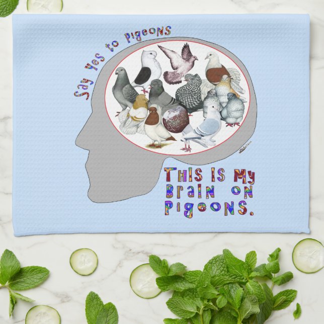 Brain On Pigeons Tea Towel (Folded)