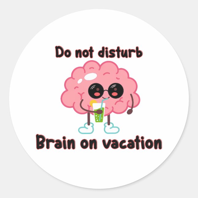  Brain on Vacation Classic Round Sticker (Front)