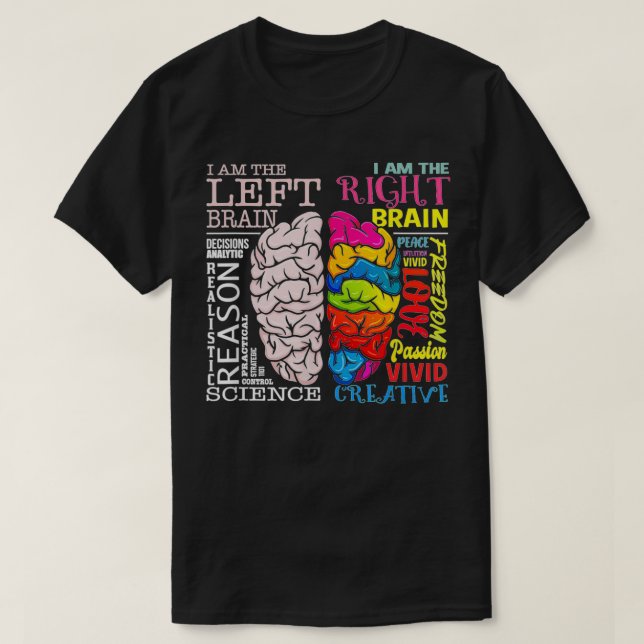 Brain Parts Left and Right Brain Neuroscience T-Shirt (Design Front)